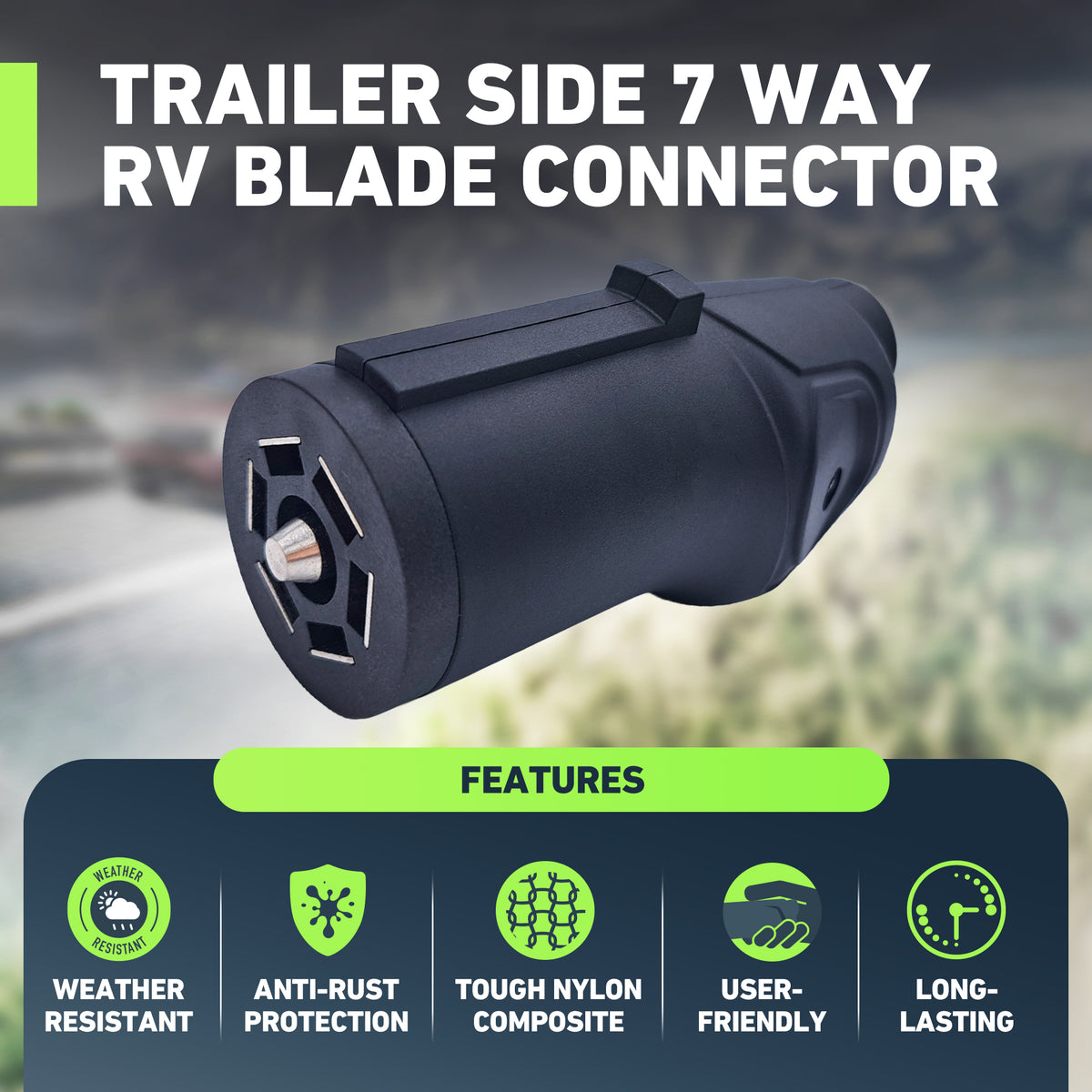 Trailer-Side 7-Way RV Blade Trailer Connector