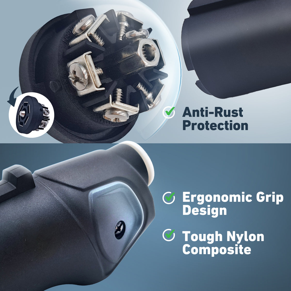 Trailer-Side 7-Way RV Blade Trailer Connector