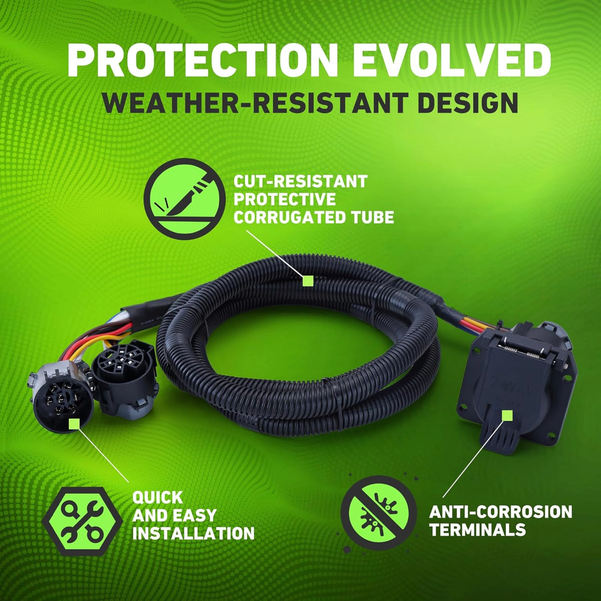7FT Vehicle-to-Trailer 7-Way RV Blade Wiring Harness Extension