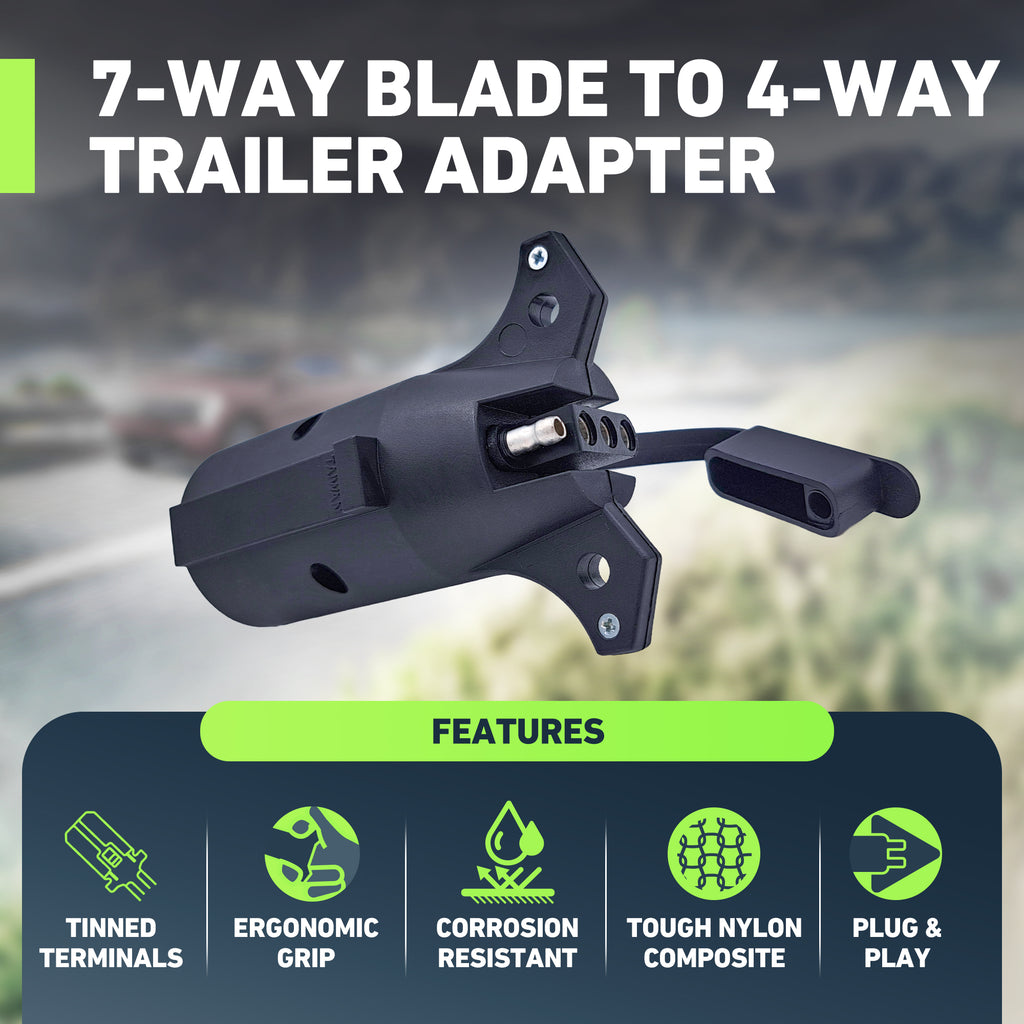 Trailer-Side 7-Way RV Blade to 4-Way Flat Trailer Wiring Adapter