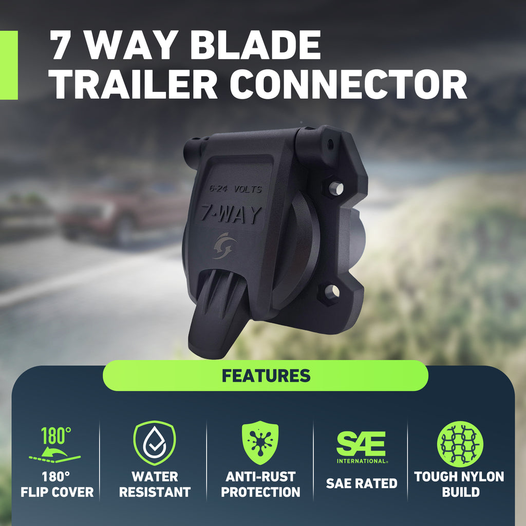 Heavy-Duty Vehicle-Side 7-Way RV Blade Trailer Connector