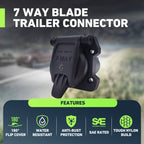 Heavy-Duty Vehicle-Side 7-Way RV Blade Trailer Connector