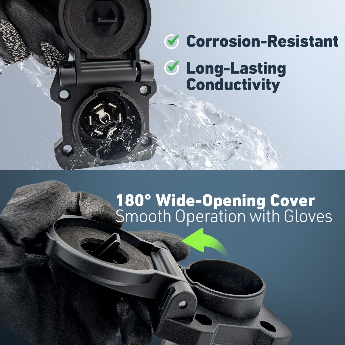 Heavy-Duty Vehicle-Side 7-Way RV Blade Trailer Connector