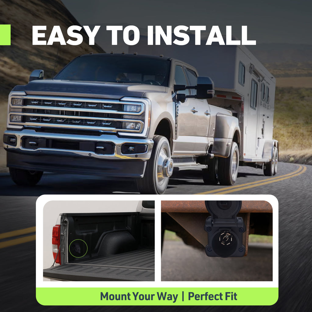 Heavy-Duty Vehicle-Side 7-Way RV Blade Trailer Connector