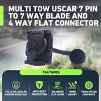 Vehicle-Side Multi-Tow 7-Way RV Blade & 4-Way Flat Trailer Wiring Adapter