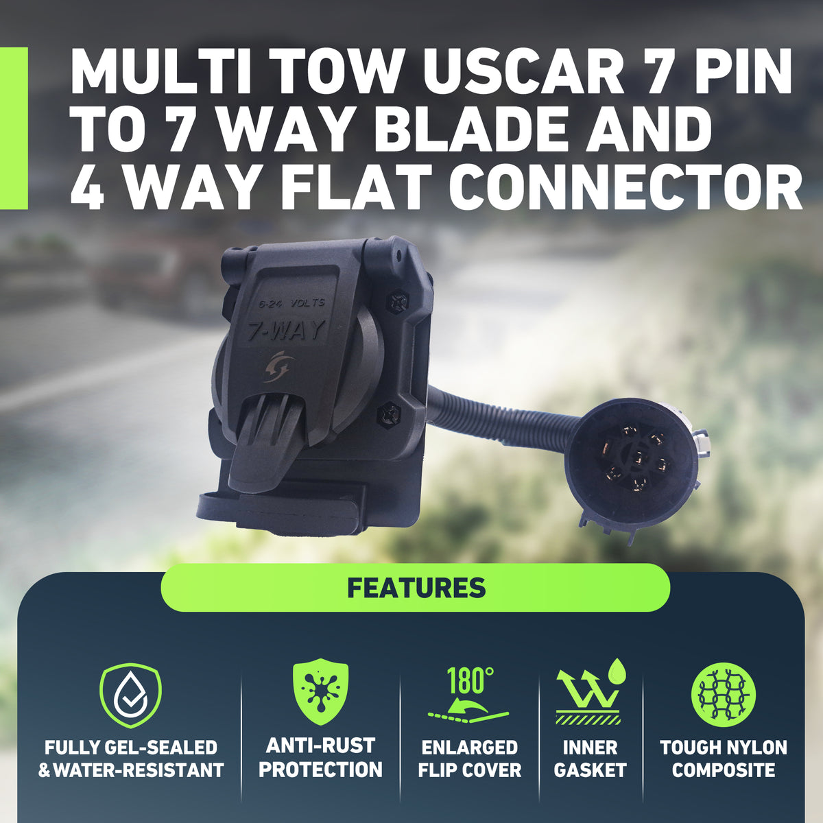 Vehicle-Side Multi-Tow 7-Way RV Blade & 4-Way Flat Trailer Wiring Adapter