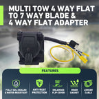 Vehicle-Side 4-Way Flat to 7-Way RV Blade Trailer Wiring Adapter