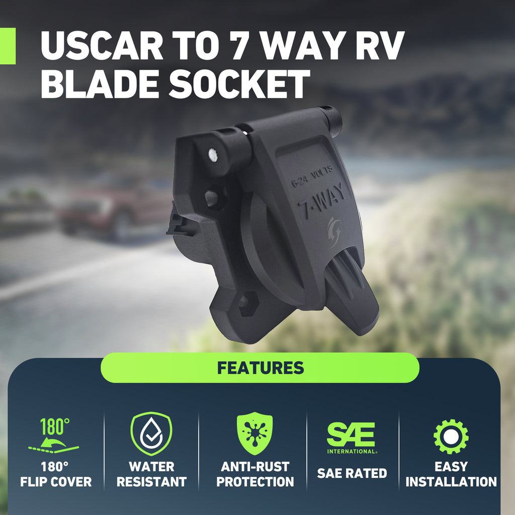 Heavy-Duty Vehicle Side 7-Way RV Blade Trailer Connector