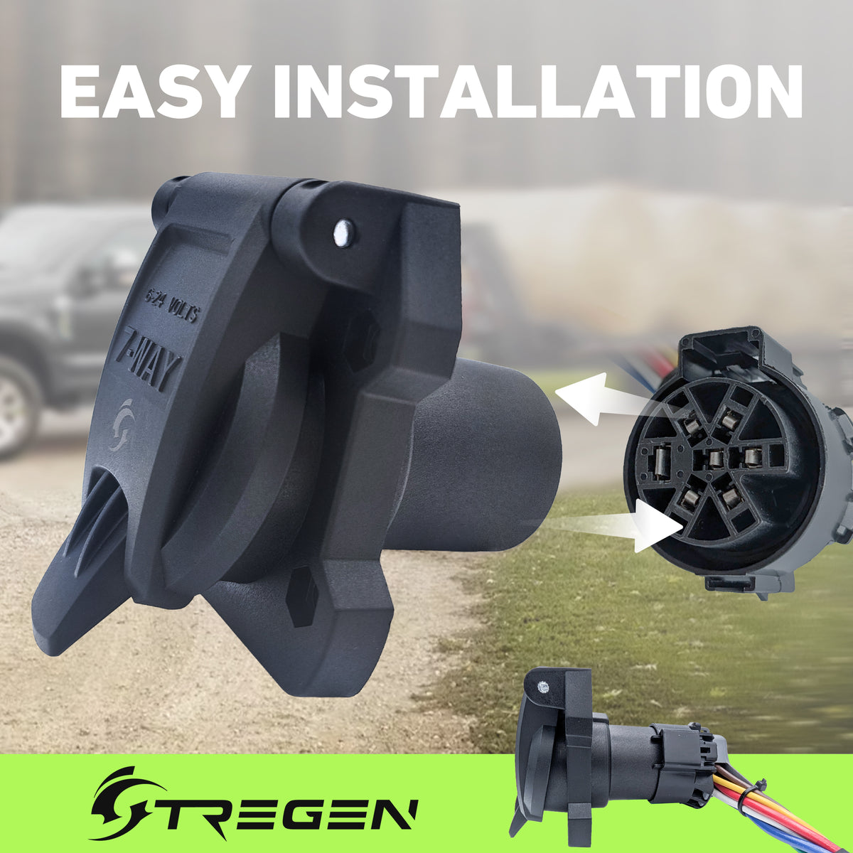 Heavy-Duty Vehicle Side 7-Way RV Blade Trailer Connector
