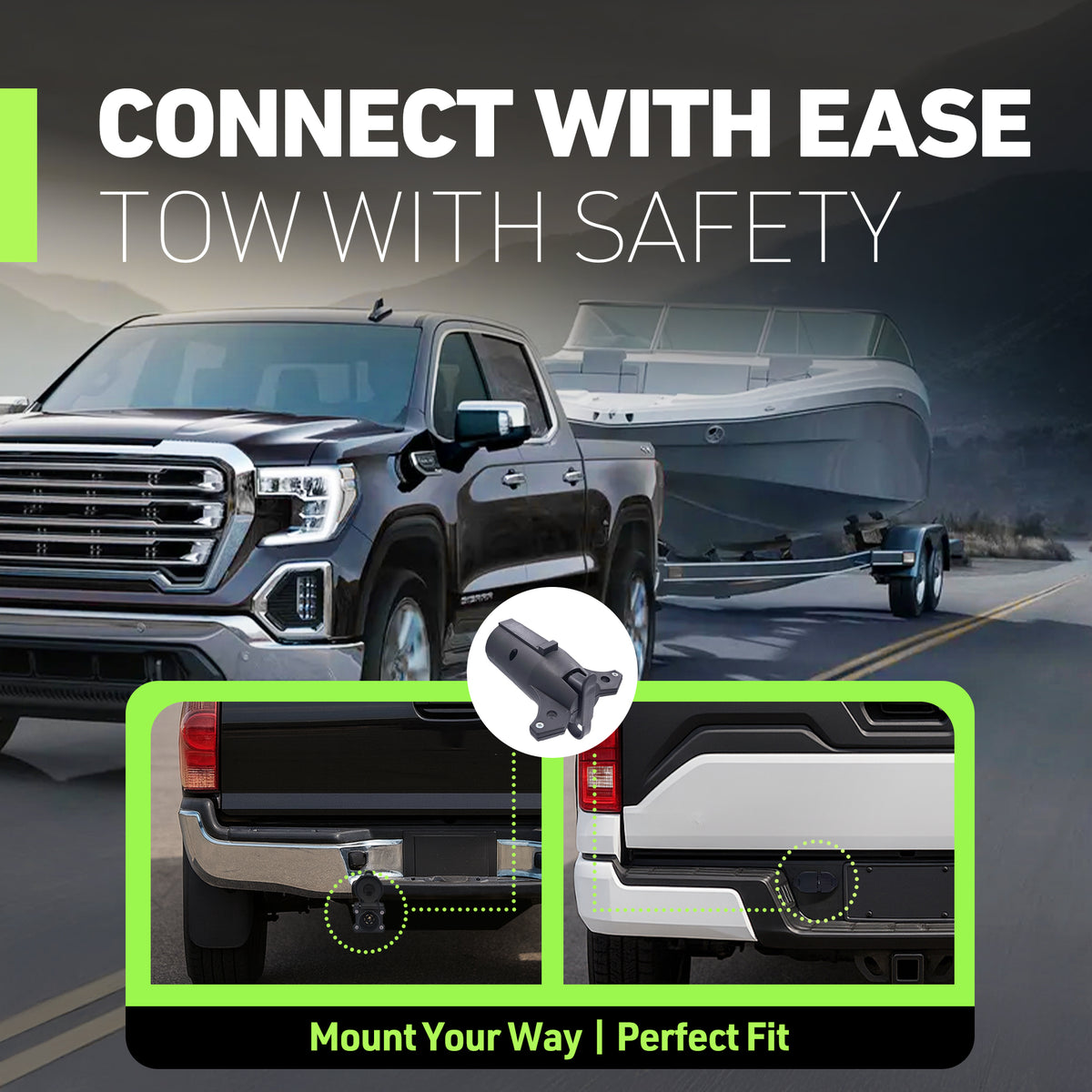 Trailer-Side 7-Way RV Blade to 4-Way Flat Trailer Wiring Adapter
